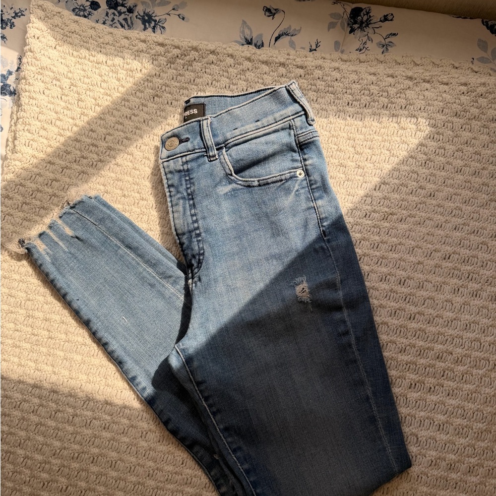 Express Light Blue High Rise Skinny Jeans